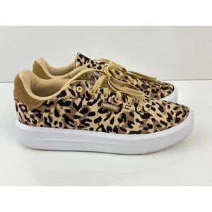 Adidas Womens Court Leopard Cheetah  Print Platform Sneakers Shoes Casual - Beig